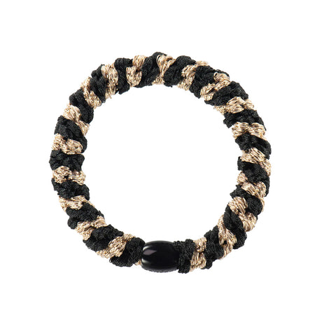 Haar- und Armband  "Kknekki", black / beige / Glitter