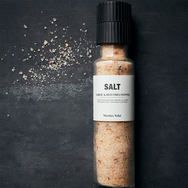 Salz “Garlic & Red Chilli Pepper", in der Keramik-Mühle