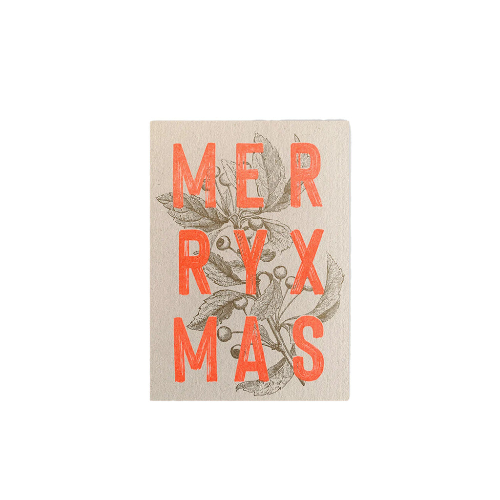 Postkarte "Merry Xmas" Neon Orange